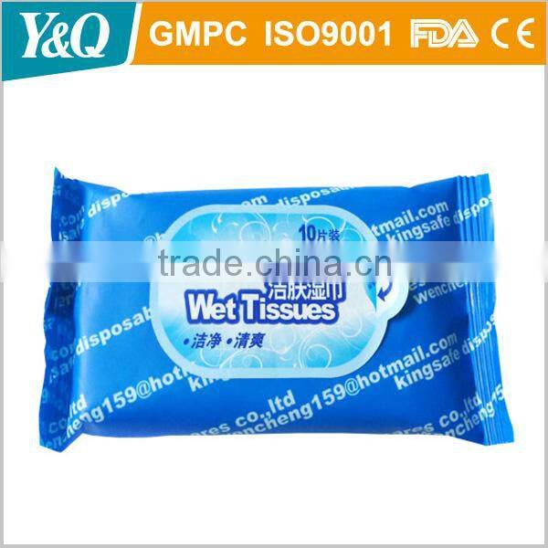 Non-woven Spunlace / Thermal Bonded / Hydrophilic Spunbond 10pcs Daily Custom Cleaning Wet Wipes