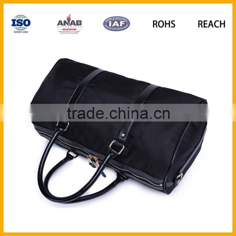 Trendy Nylon Luggage Bag Travel Bag Multilayer Duffle Bag with Leather Straps