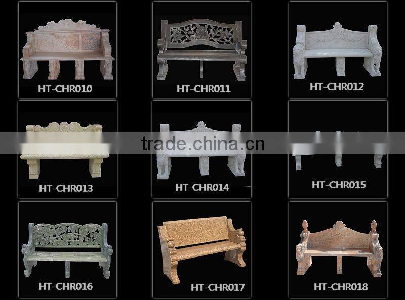 Flower Carved Outdoor Marble Bench