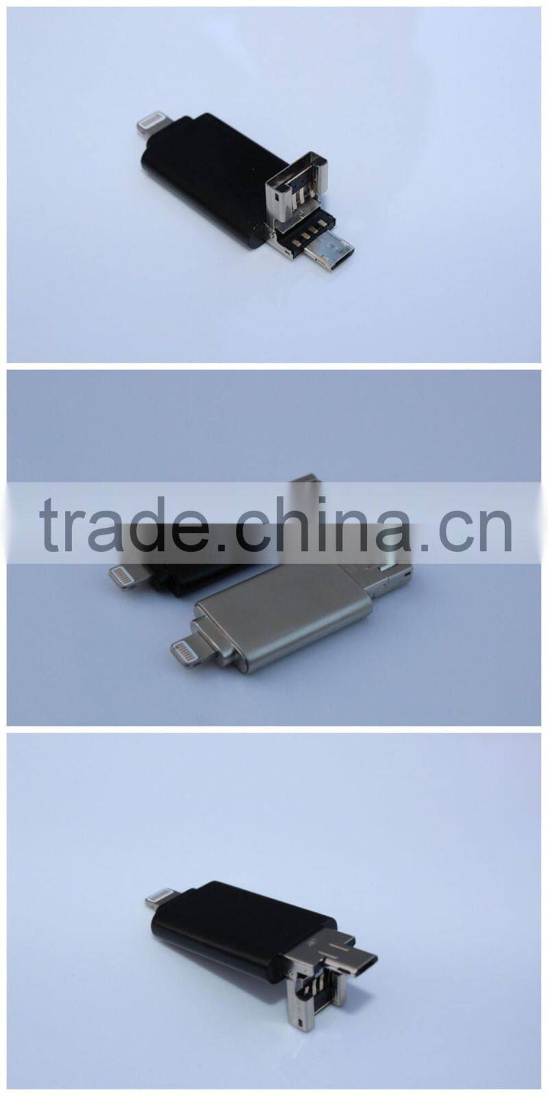 Paypal acceptable custom logo 3 in 1 usb flash drive u disk for mobile and computer