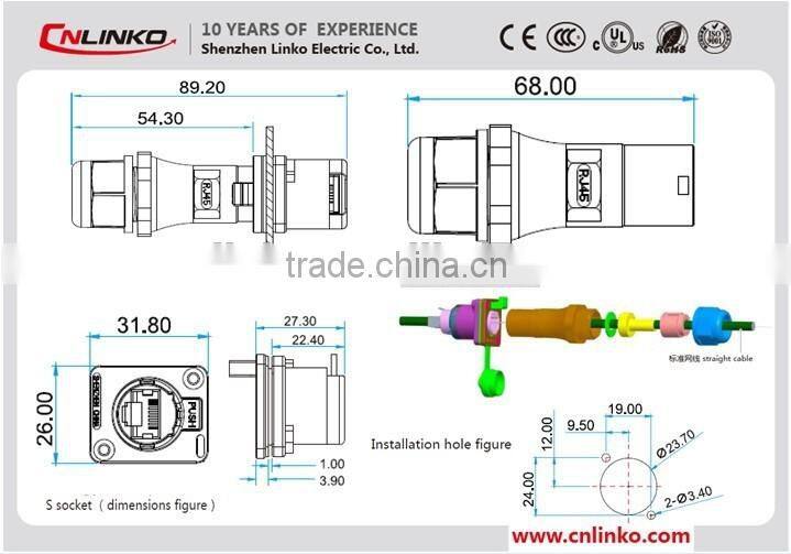 Made in china 8p8c cat6 rj45 male connector plastic shell square type rj45 male connector RJ45 male and female connector