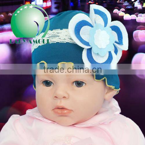 2015 New New Design Fashion Felt Flower Cotton Infant knit Modern Headwear