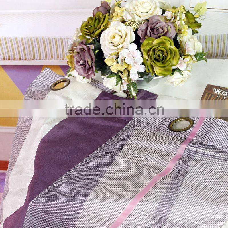 2016 Hot Sale More Color Available Stripe Voile Ready Made Crushed Fabric Sheer Curtain