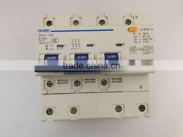 RCCB, ELCB,RCBO 3P+N RESIDUAL-CURRENT CIRCUIT BREAKER DZ47LE-100 230/400V 3P+N
