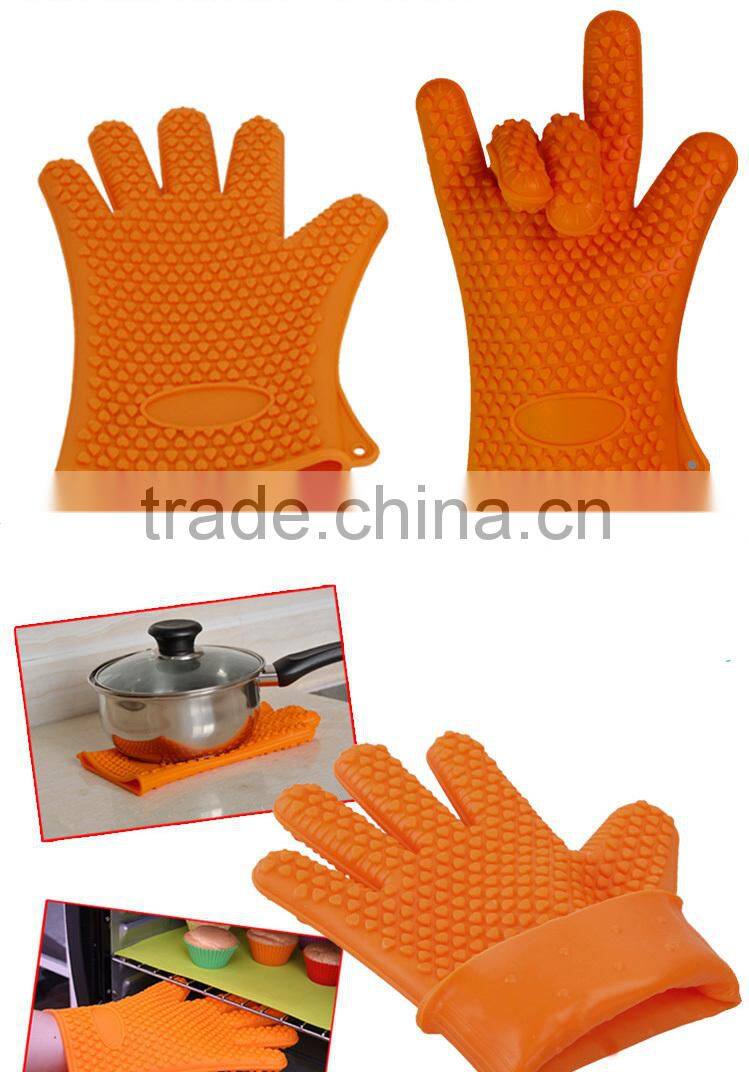 Kitchen Cooking Gloves Microwave Oven Non-slip Mitt Heat Resistant Silicone Glove Cooking Baking BBQ Oven Pot Holder Mitt