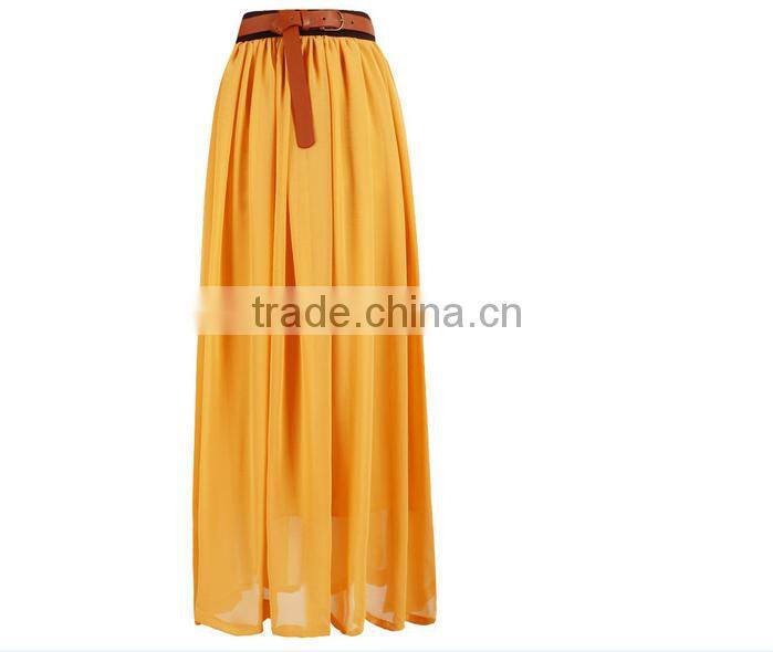 Sexy women Chiffon Pleated Maxi Long Dress Elastic Waist Bust Skirt
