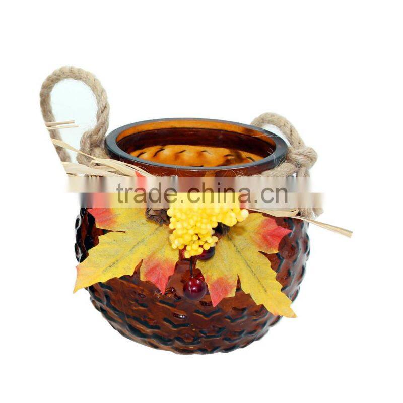 star embossing pumpkin glass candle holder
