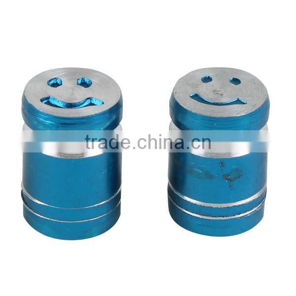 Universal Aluminum smile 2X smile blue Motorcycle Tyre Tire Valve Stem Caps NEW