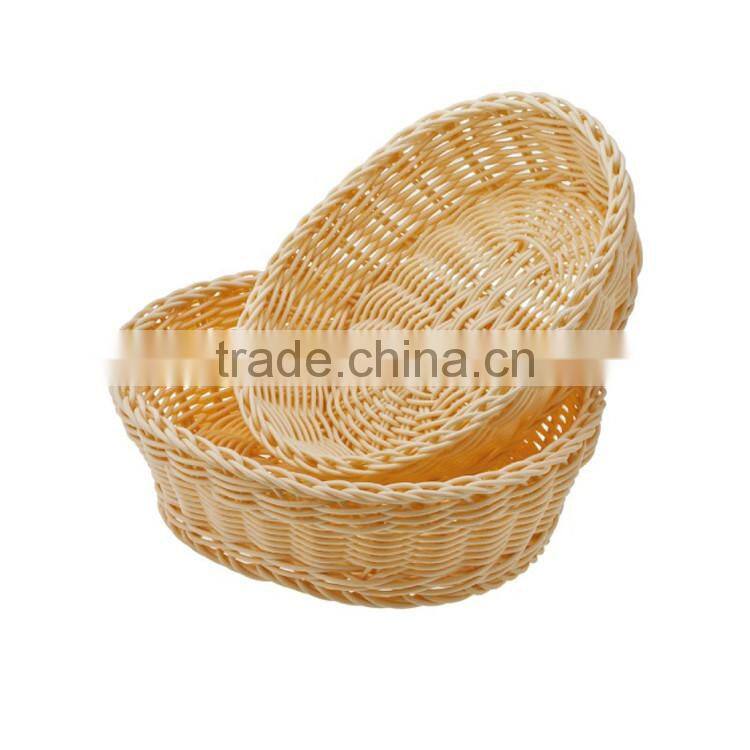 New oval shape plastic wicker handmade empty fruit basket felt storage basket