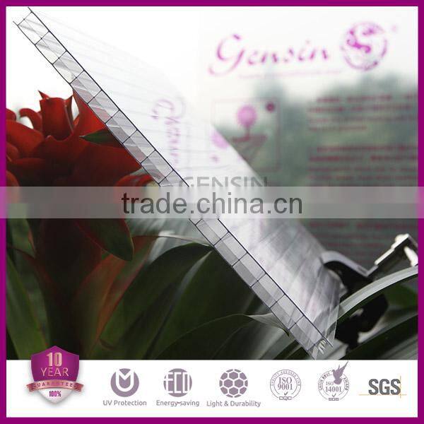 Gensin 6mm/8mm/10mm/12mm/16mm polycarbonate 3-wall sheet/ pc greenhouse sheet/roofing sheet
