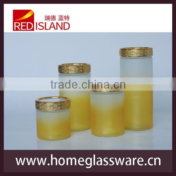 wholesale 4 pcs Glass candy jars with plastic lid and hand painted