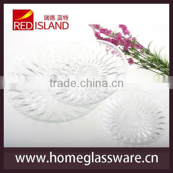 wholesale engraved crystal glass plate fruit plate