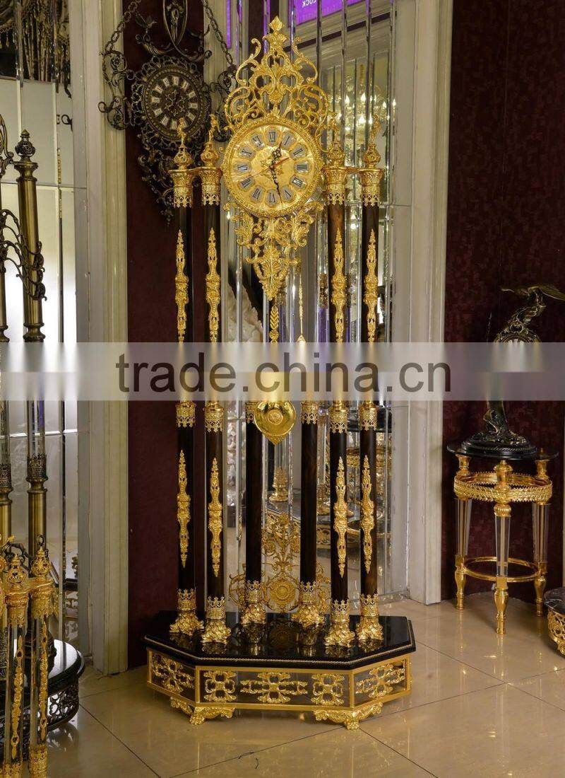 Charming 24K Gold Plated Floor Clock,Home Luxury Decoration Grandfather Clock, Made of Copper & Marble