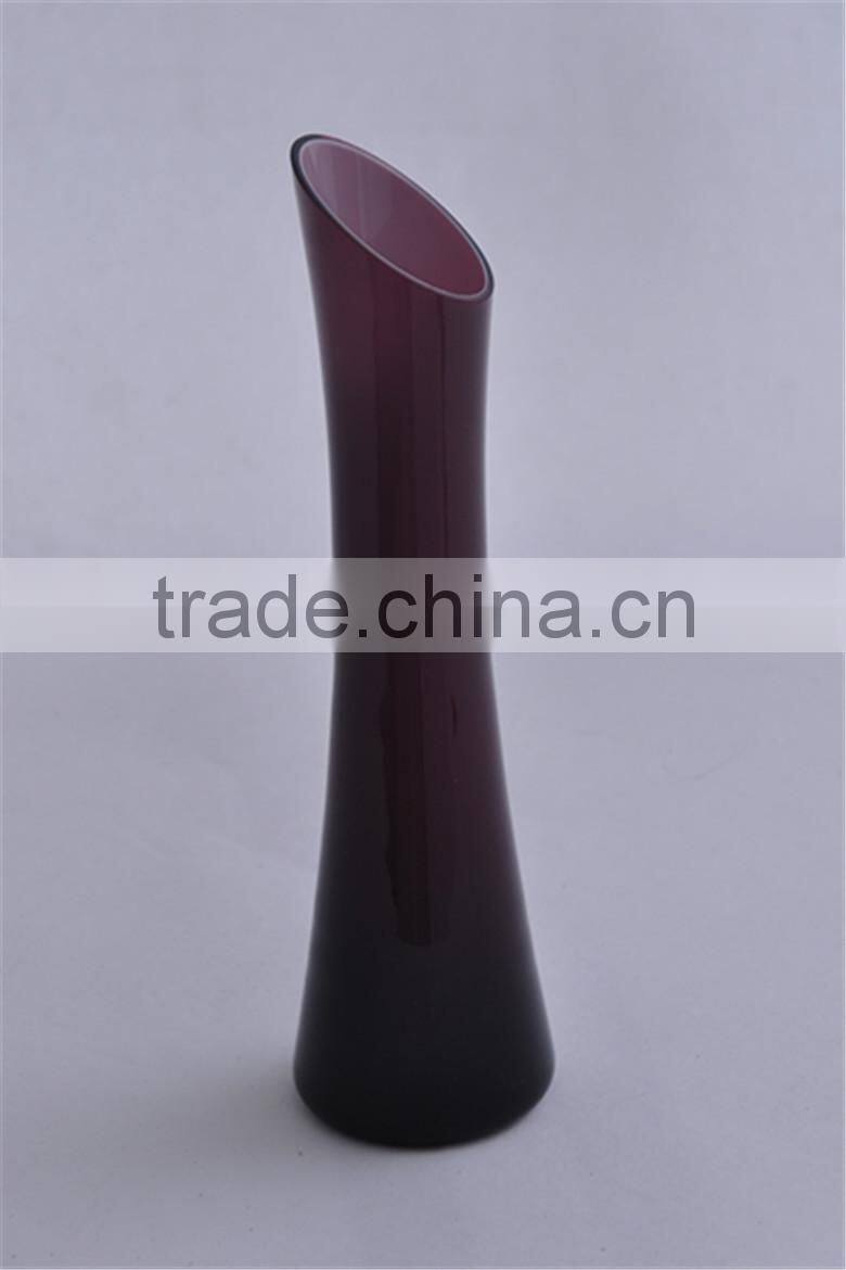 Cheap colored glass vases, restaurant table used glass vases, Single flower glass vases