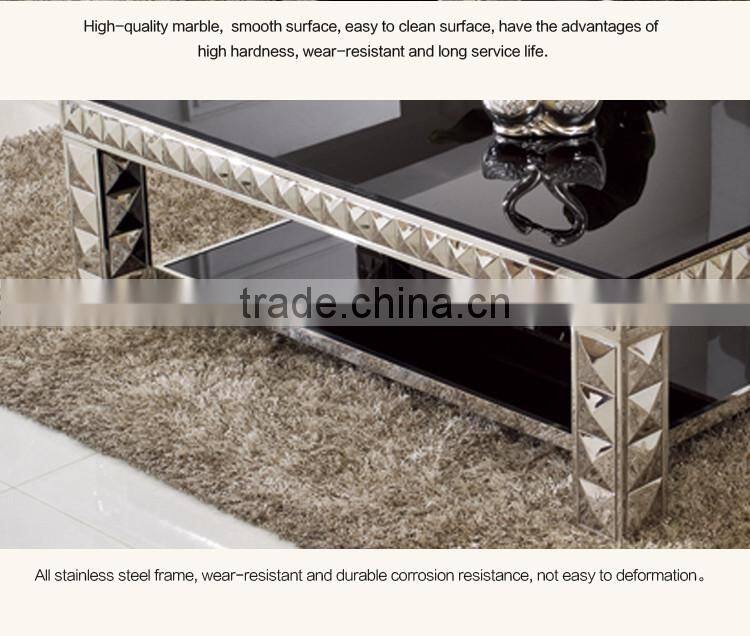 Xinqing Furniture High Gloss Metal Tempered Glass Coffee Table C338