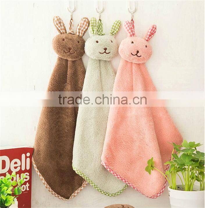 N105 Little girls cute rabbit jacquard small square towel for wholesale Yiwu factory
