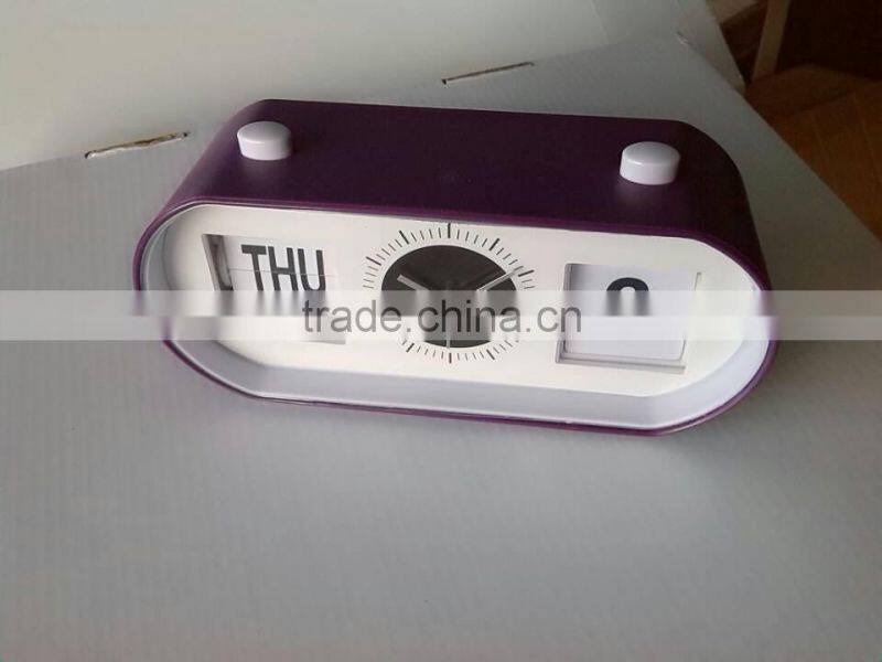 Flip-Date Retro Alarm Clock With Calendar/date table clock/table alarm clock