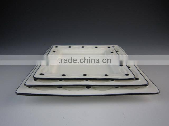 eco-friendly white porcelain plate round square oval leaf shape