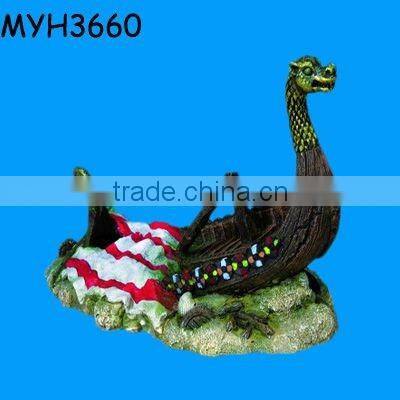 polyresin viking and viking ship model