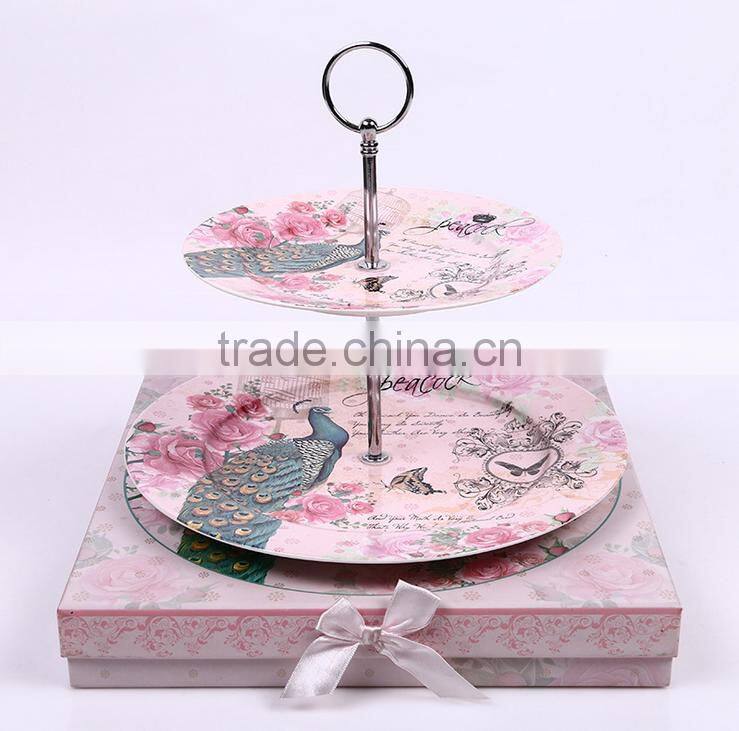 Luxury yiwu double layer plate fine porcelain dinner plate set with gift box plate for weeding
