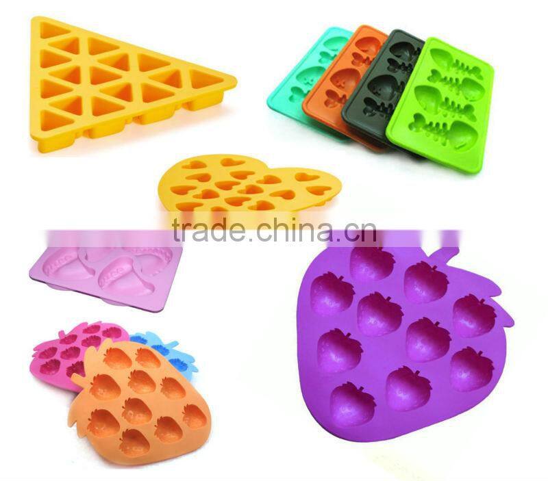 strawberry shape 10 holes silicone eco-friendly ice cube tray