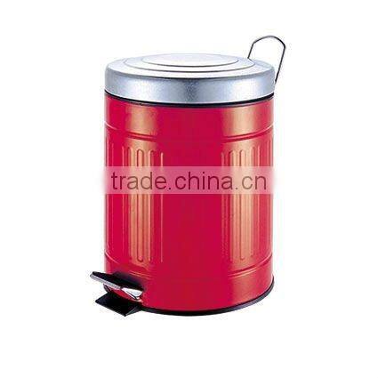 Powder coated Step Can Waste Trash Basket Bin Box Garbage Can Red Rubbish bin