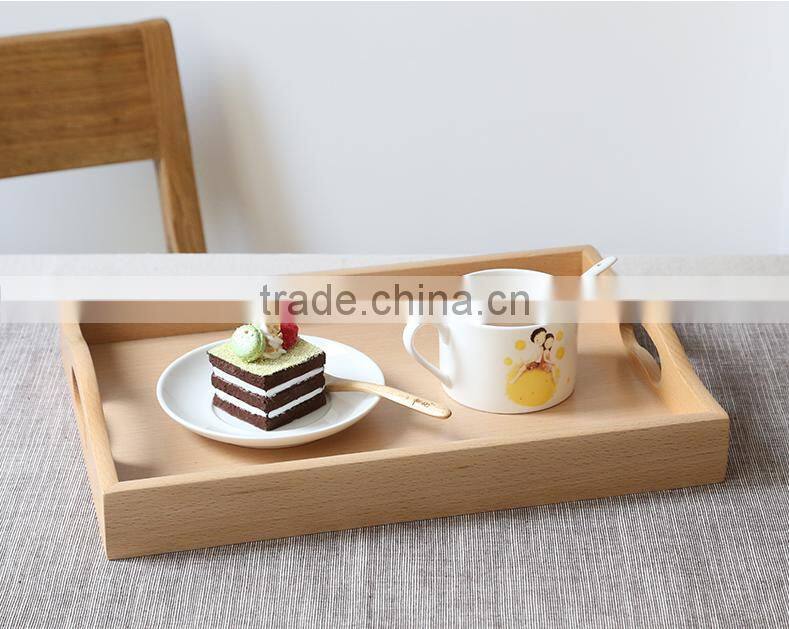 Home deco unfinished Beech wood serving tray for food