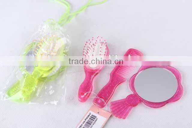 3PC plastic mirror and comb set