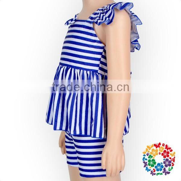 2Pcs Navy And Pink Stripe Beachwear Swimsuit Modest Children Swimwear
