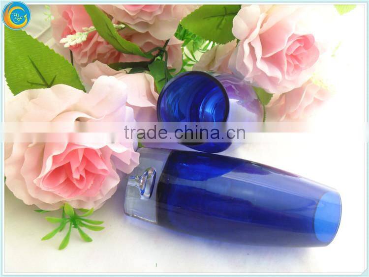 Blue Glass Vase with Bubble Base