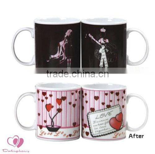 Black couple ceramic color mug