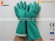 Green Nitrile Industry Glove With Flock Lined Straight Cuff