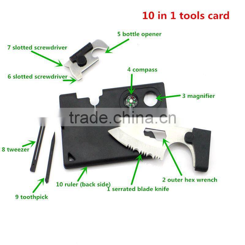 10 in 1 Survival Tools card Multi function Army knife card