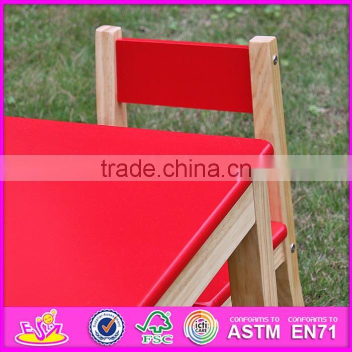 2016 new design home / school / kindergarten red solid wooden toddler table and chairs W08G134