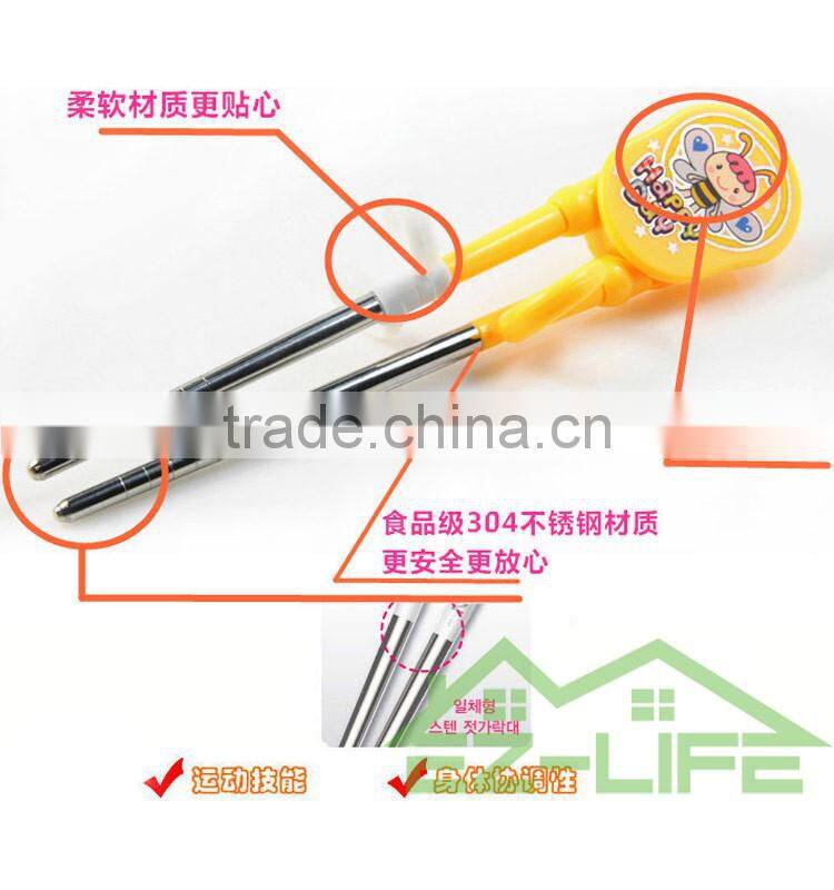 Korean stainless steel baby faltware sets training chopsticks and spoon
