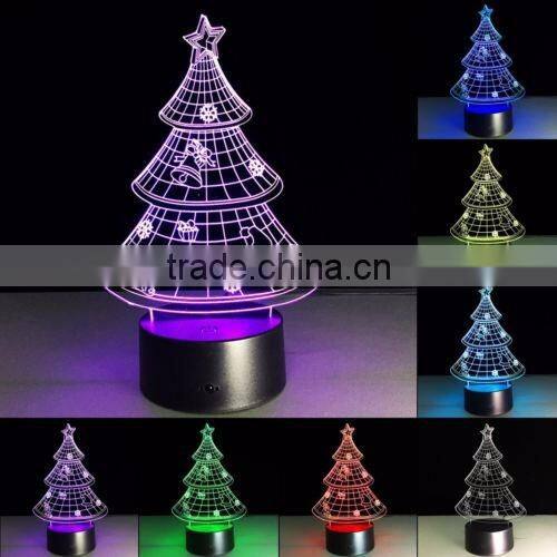 7 Colors Change Birthday Wedding Decor Gift Christmas Tree 3D Illusion LED Night Light