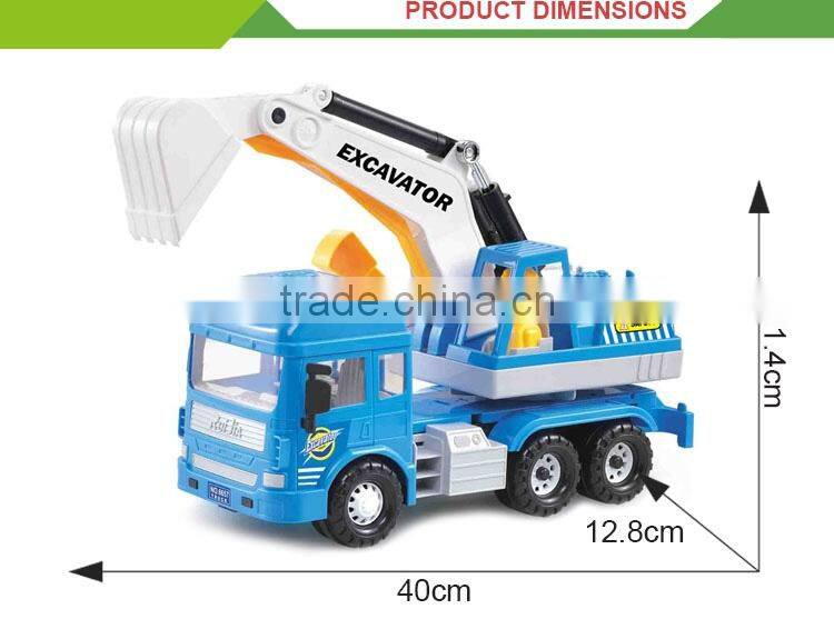 Friction power cartoon plastic toy logging trucks with music