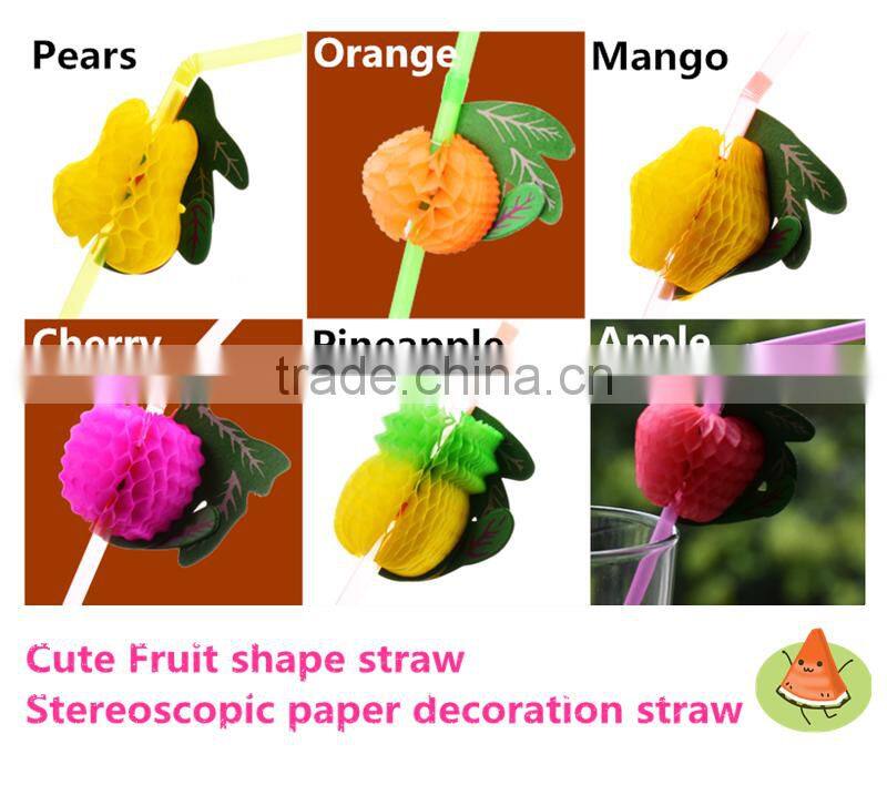 3D Fruit Drinking Plastic Straw 50pcs in a box Birthday Party Bar Cocktail Decoration Christmas