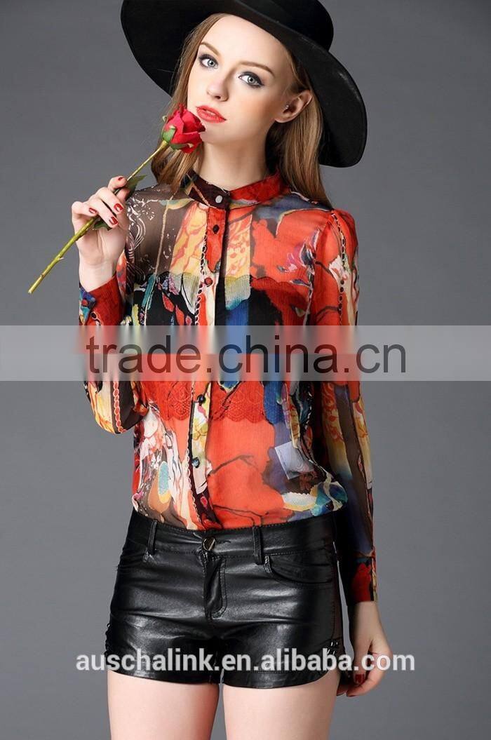 autumn new style popular women 100% real silk shirt