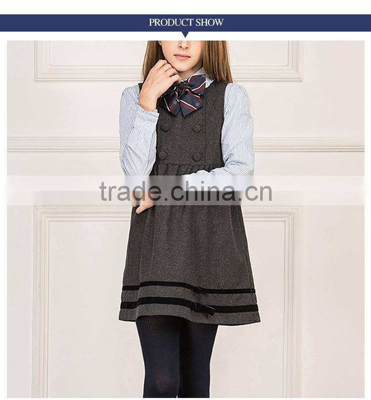 China Manufacture Girls Winter Grey School Uniform Dress