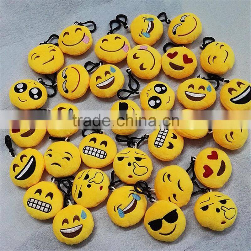 2016 Popular cheap Stuffed Plush Soft Toy Key Chains Yellow emoji keychain