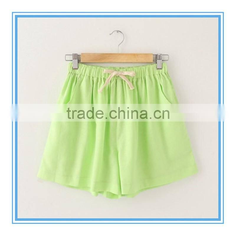Wholesale Women Summer Beach Girl Cotton Linen Shorts 15 Colors Plus Size