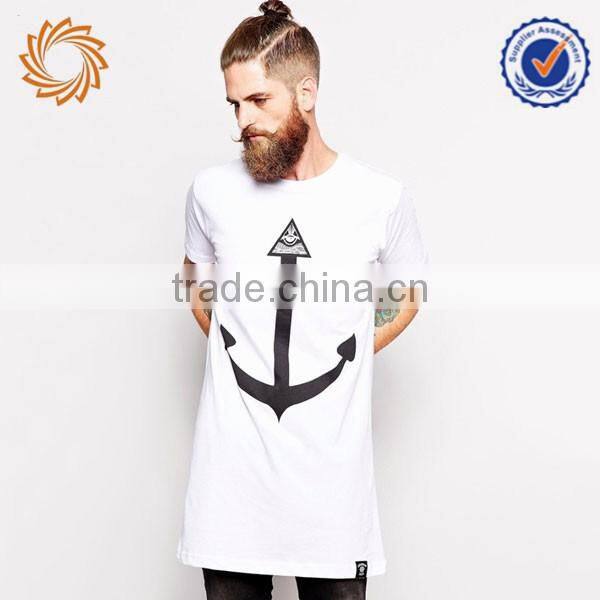Extra long mens 95% cotton 5% spandex printing t-shirts