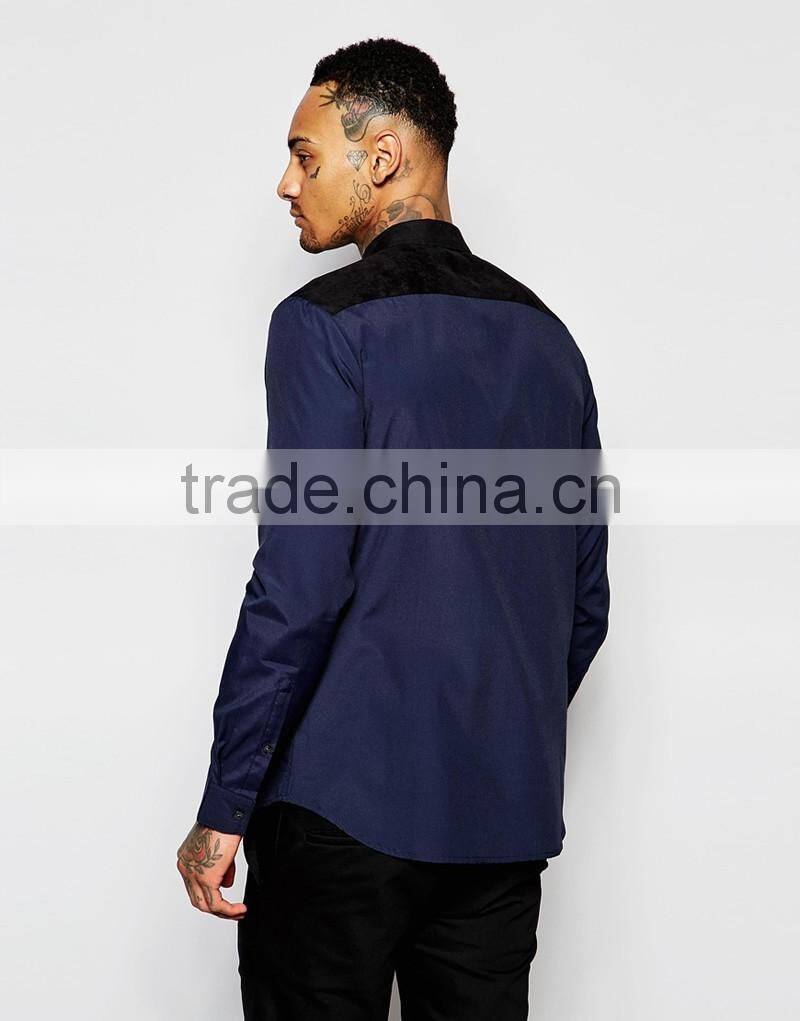 latest shirts With Faux Suede Panels