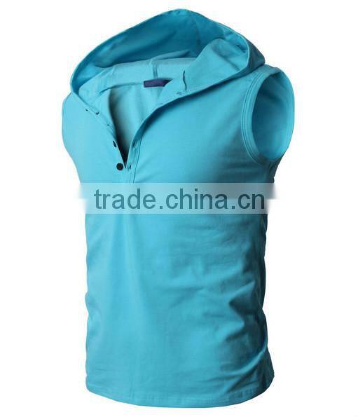 OEM new design cotton plain wholesale sleeveless hoodie man vest