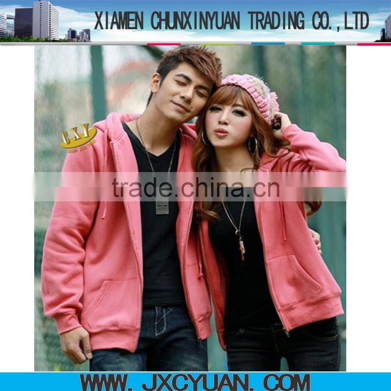 2016 high quality wholesale zipper up hoodies for lovers