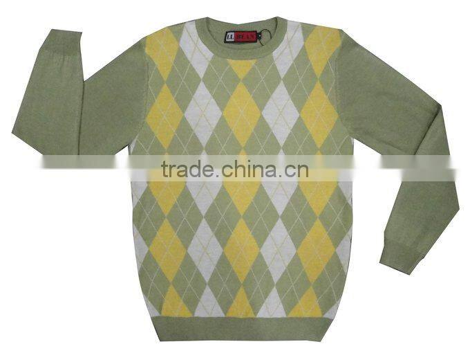 Men's jacquard (12GG) fashion cotton sweater
