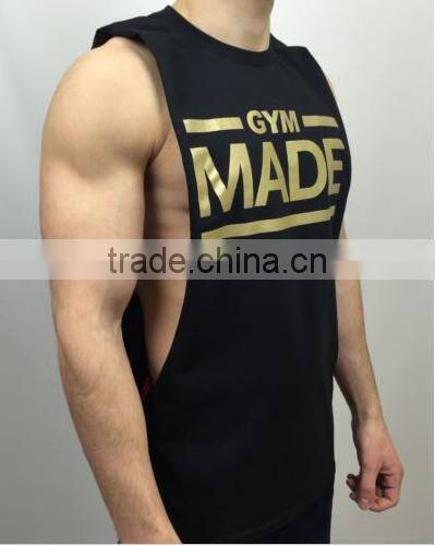 Men's 100% Natural Black Workout Vest Muscel Beast Gym Tee