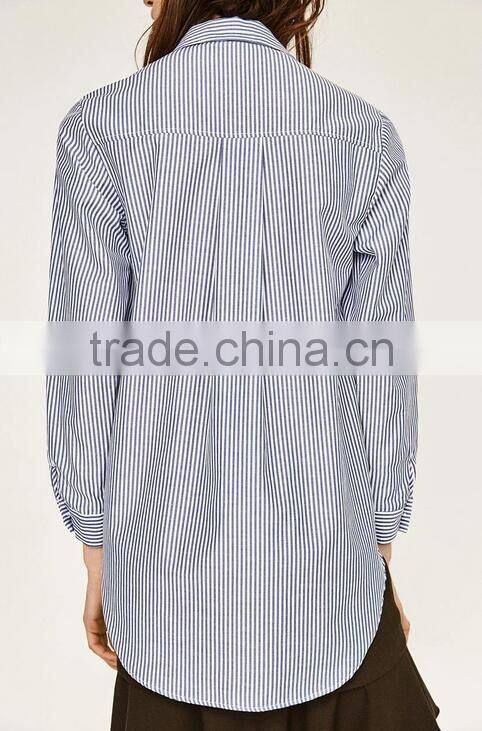 Runwaylover EY2369B 2017 Women Fashion Embroidery Stripe Blouse