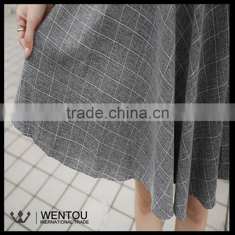 New Fashion Women Plaid Stretch Waist Pleated Skirt